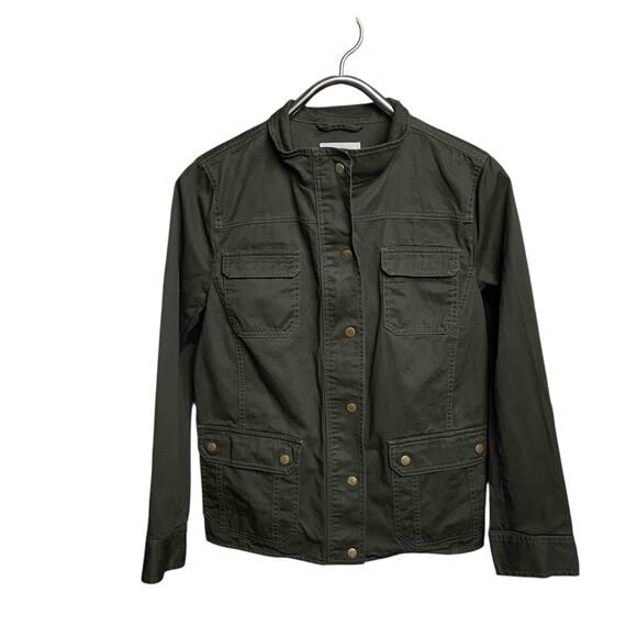 Talbots Utility Jacket Women’s Size 14 Green Long Sleeve Front Pockets Casual - Picture 1 of 8